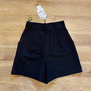 NWT Zara Linen Blend Black Shorts size XS